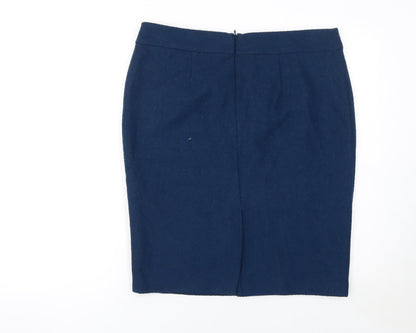 Marks and Spencer Women Blue Wool Blend Pencil Skirt Size 14