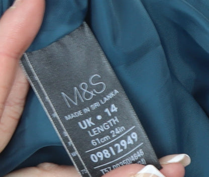 Marks and Spencer Women Blue Wool Blend Pencil Skirt Size 14