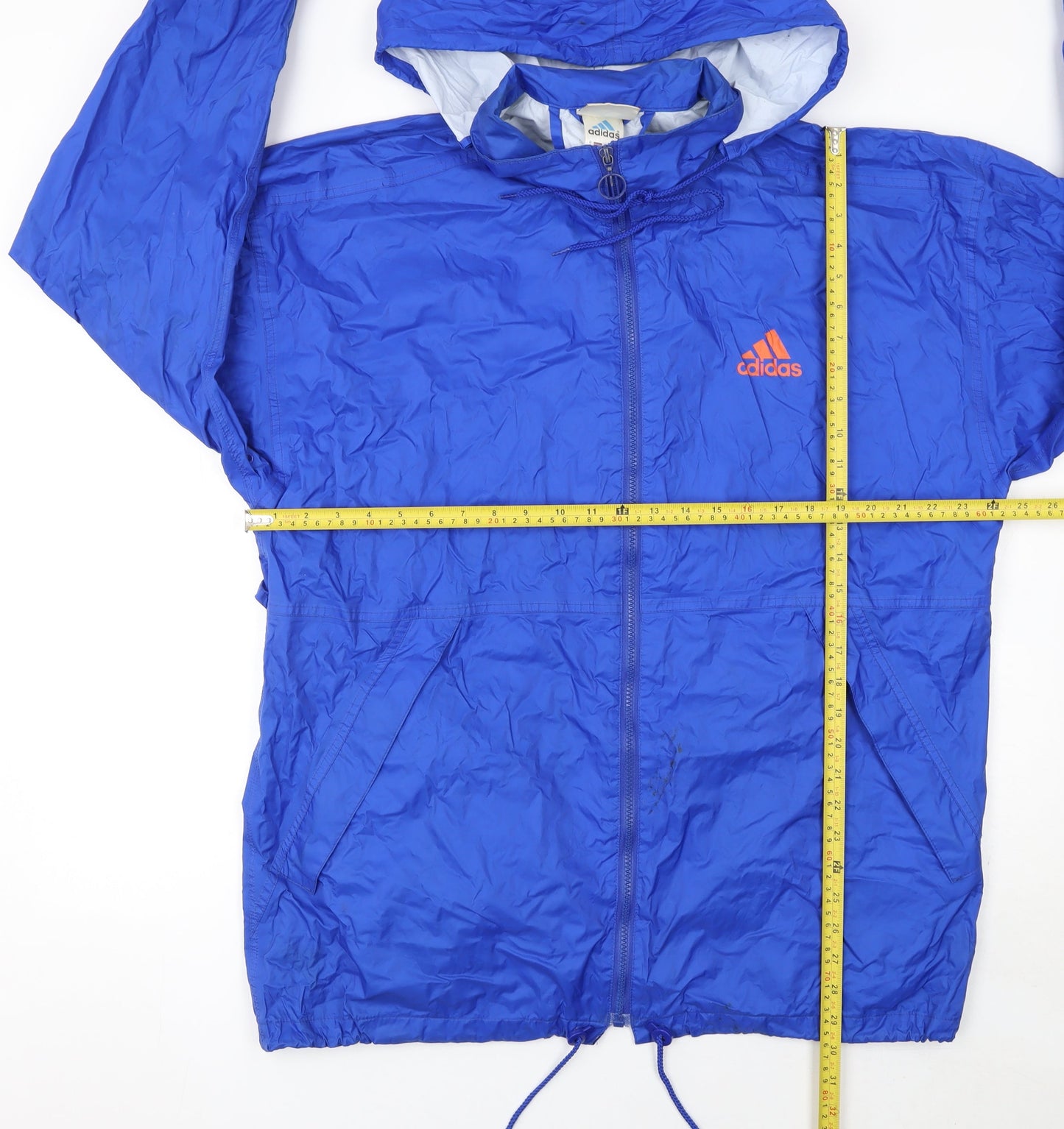 Adidas Men's Blue L Windbreaker Jacket Hooded Full Zip Sportswear