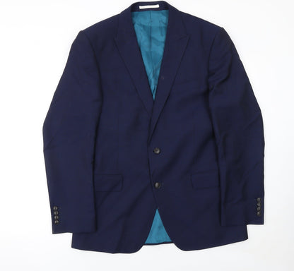 Marks and Spencer Men's Blue 40in Regular Wool Suit Jacket