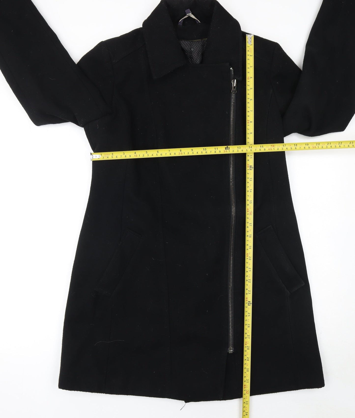 Womens UK Size 12 Marks and Spencer Black Overcoat