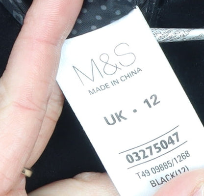 Womens UK Size 12 Marks and Spencer Black Overcoat
