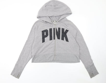 Womens UK Size 12 PINK Victoria's Secret Grey Full Zip Hoodie
