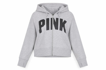 Womens UK Size 12 PINK Victoria's Secret Grey Full Zip Hoodie
