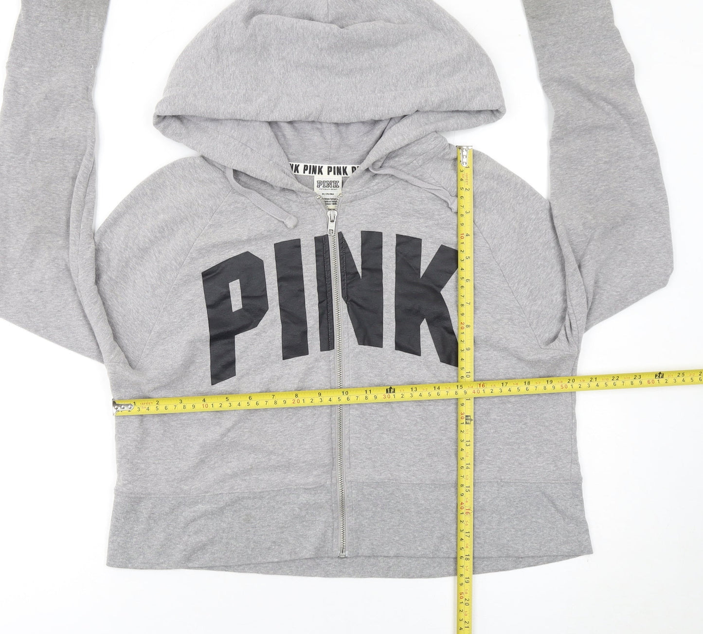 Womens UK Size 12 PINK Victoria's Secret Grey Full Zip Hoodie
