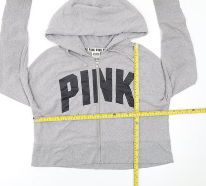 Womens UK Size 12 PINK Victoria's Secret Grey Full Zip Hoodie