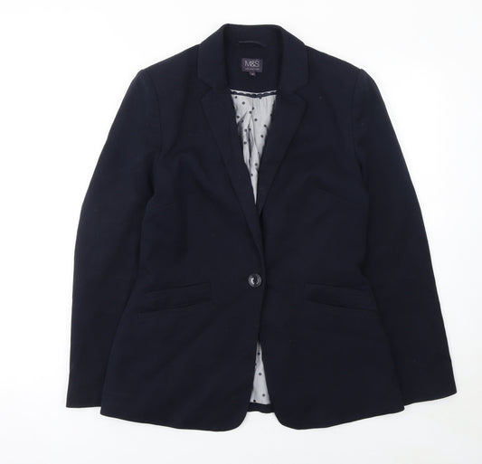 Marks and Spencer Womens Navy Blazer Jacket UK 10 Single Breasted Lined