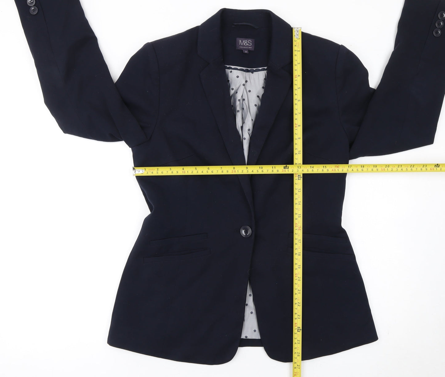 Marks and Spencer Womens Navy Blazer Jacket UK 10 Single Breasted Lined