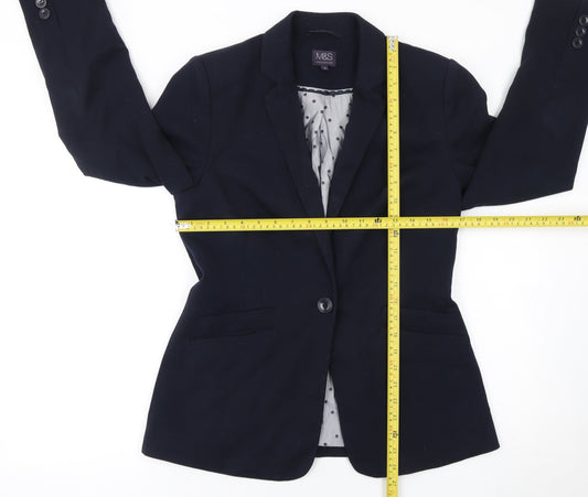 Marks and Spencer Womens Navy Blazer Jacket UK 10 Single Breasted Lined