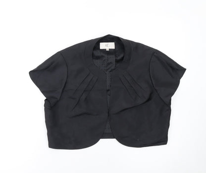 CC Women Black Size 14 Cropped Shawl Collar Tuxedo Jacket