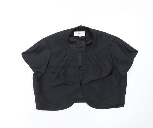 CC Women Black Size 14 Cropped Shawl Collar Tuxedo Jacket