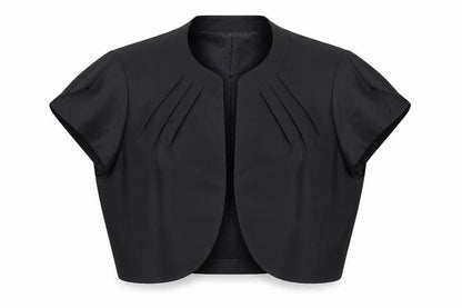 Country Casuals Women Black Size 14 Cropped Shawl Collar Tuxedo Jacket