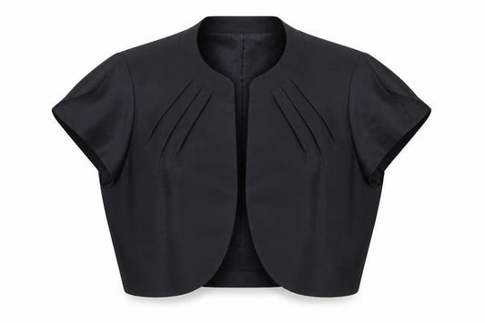 Country Casuals Women Black Size 14 Cropped Shawl Collar Tuxedo Jacket