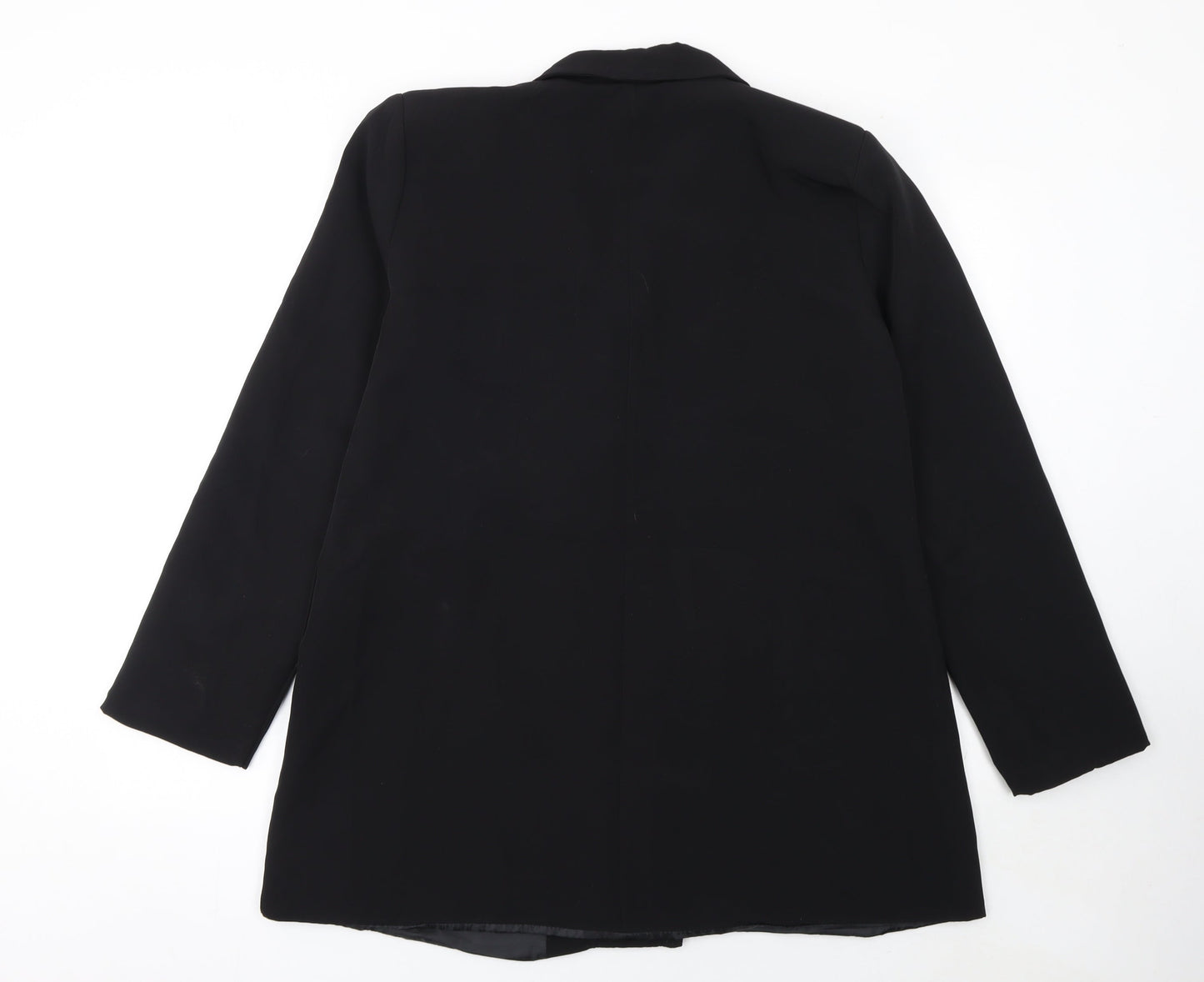 Boohoo Women Black Double-Breasted Suit Jacket UK 18 Long Sleeve