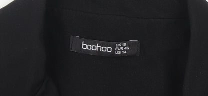 Boohoo Women Black Double-Breasted Suit Jacket UK 18 Long Sleeve