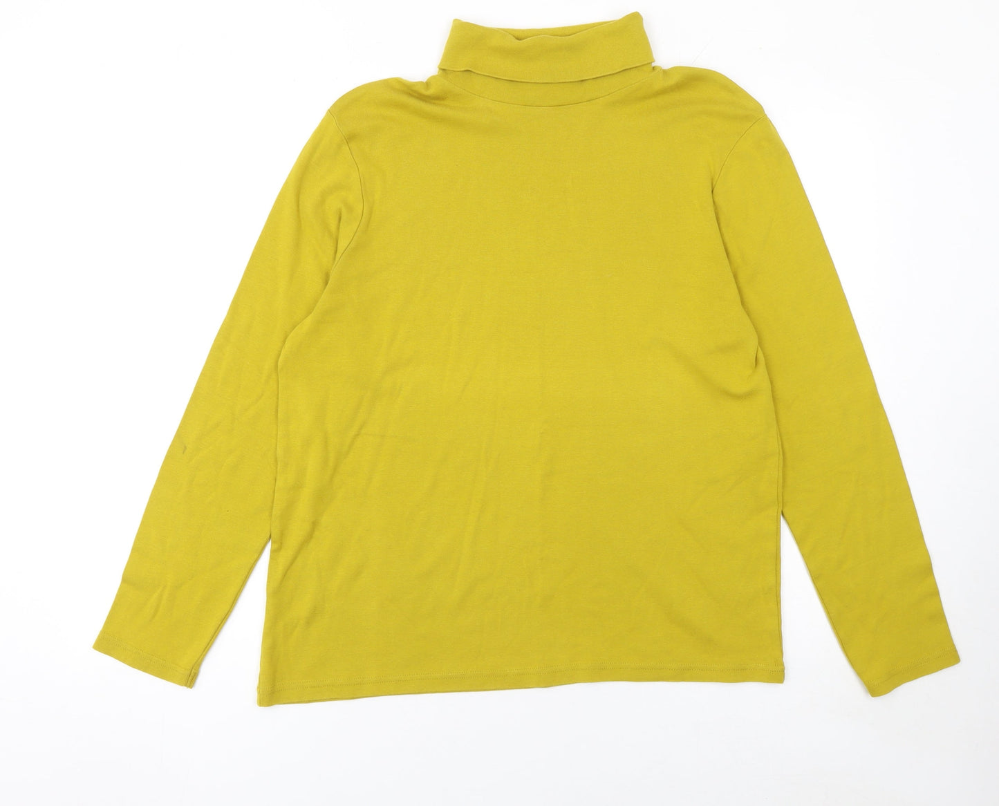 Cotton Traders Women Yellow Size 20 Roll Neck Long Sleeve Cotton Top