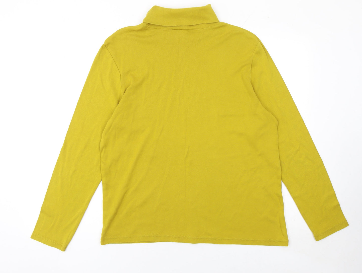 Cotton Traders Women Yellow Size 20 Roll Neck Long Sleeve Cotton Top