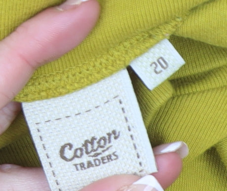 Cotton Traders Women Yellow Size 20 Roll Neck Long Sleeve Cotton Top