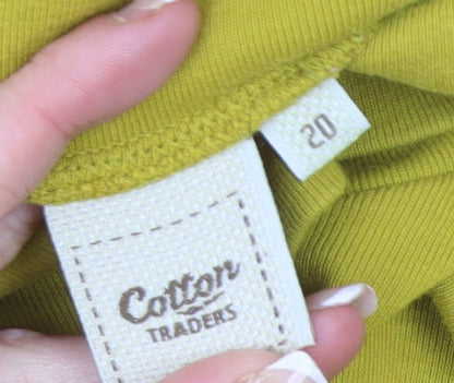 Cotton Traders Women Yellow Size 20 Roll Neck Long Sleeve Cotton Top