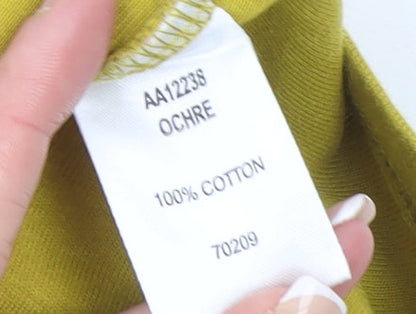 Cotton Traders Women Yellow Size 20 Roll Neck Long Sleeve Cotton Top