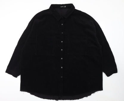 Boohoo Women's Black Corduroy Long Jacket UK 22 Plus Size