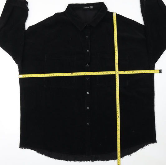 Boohoo Women's Black Corduroy Long Jacket UK 22 Plus Size