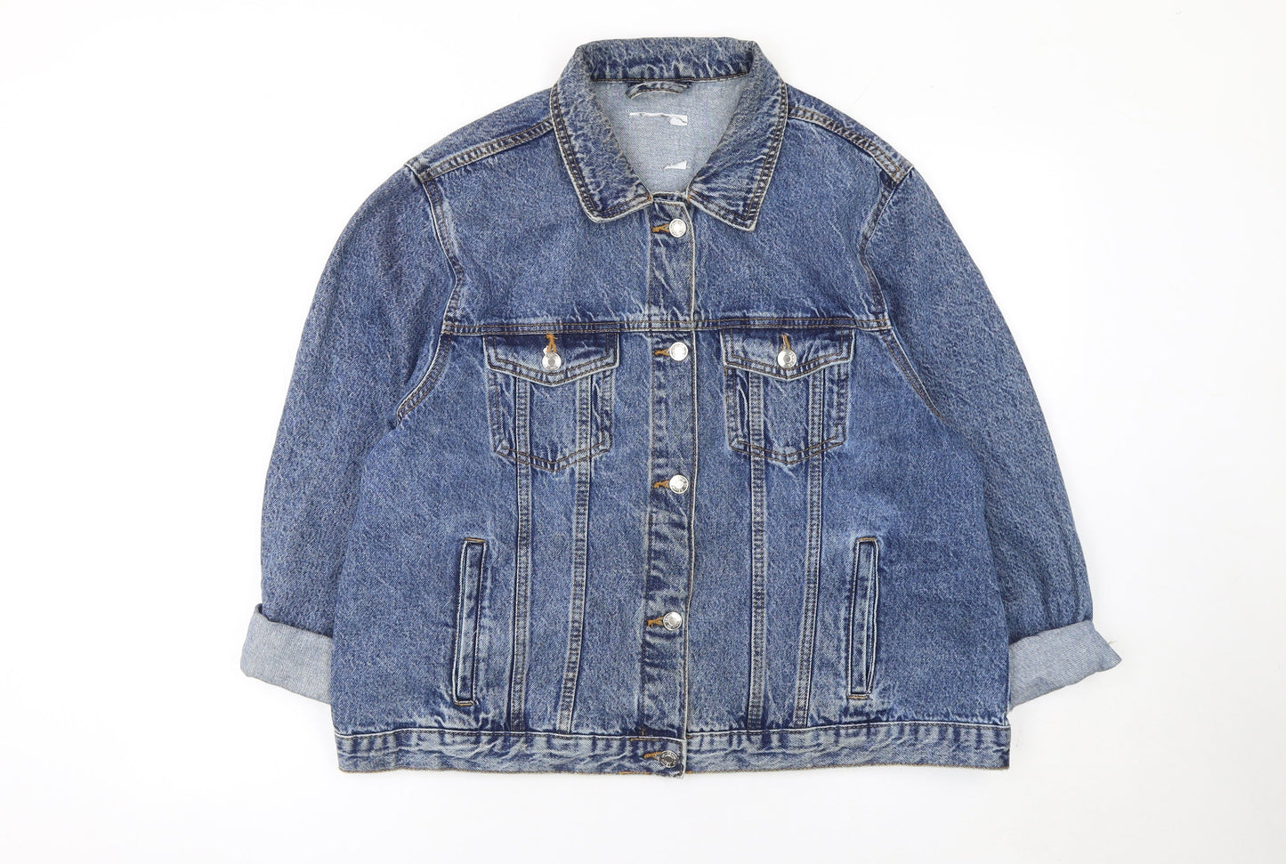 Primark Women’s Blue Denim Basic Jacket Size 20 Cotton Buttoned