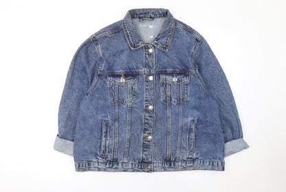 Primark Women’s Blue Denim Basic Jacket Size 20 Cotton Buttoned