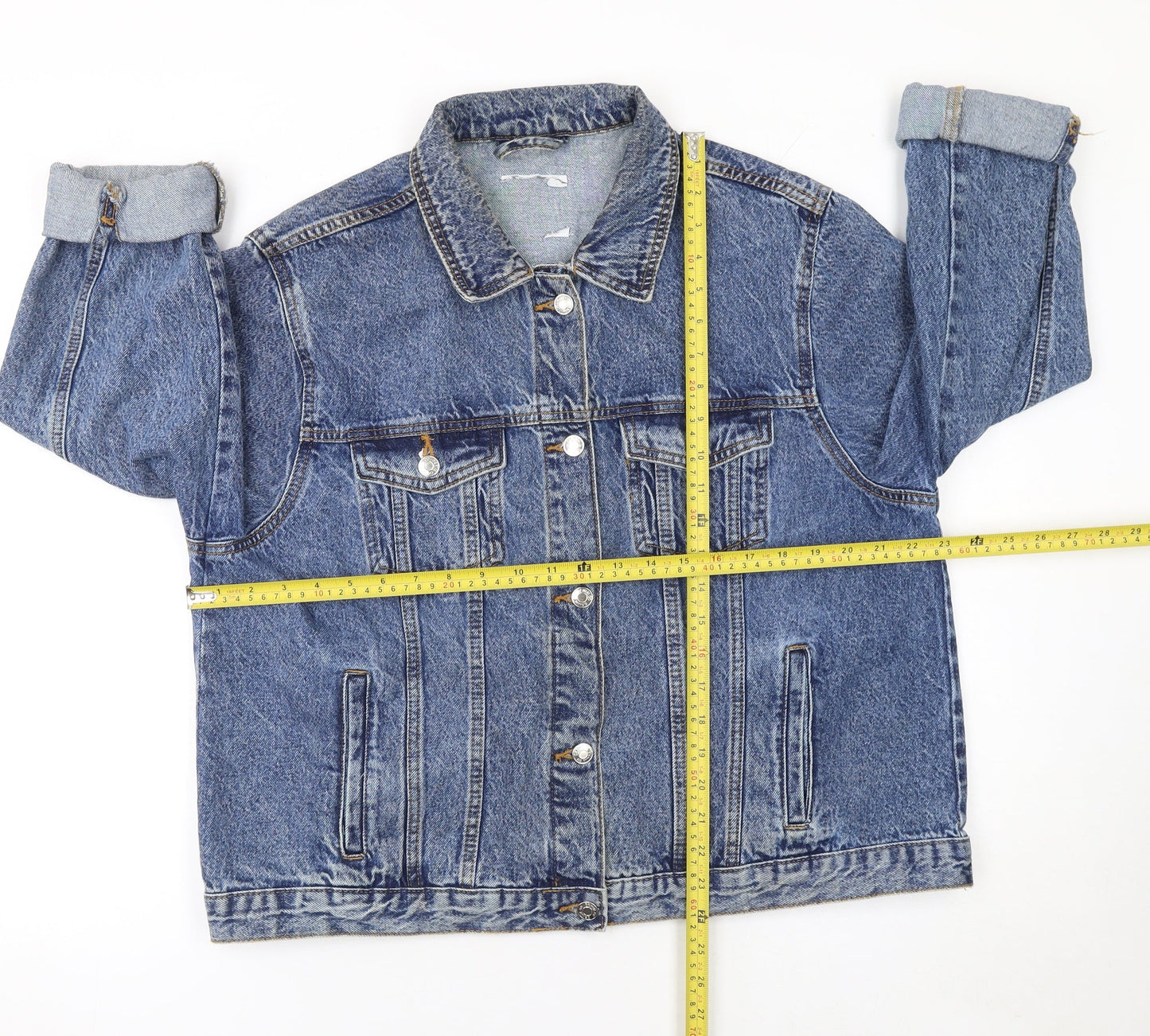 Primark Women’s Blue Denim Basic Jacket Size 20 Cotton Buttoned