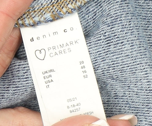 Primark Women’s Blue Denim Basic Jacket Size 20 Cotton Buttoned