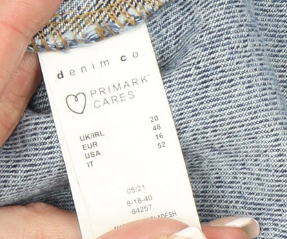 Primark Women’s Blue Denim Basic Jacket Size 20 Cotton Buttoned