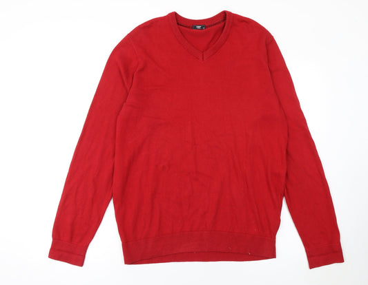 Cotton Traders Men's Red V-Neck Pullover Jumper Size M