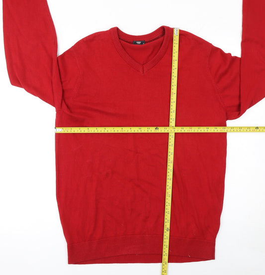 Cotton Traders Men's Red V-Neck Pullover Jumper Size M