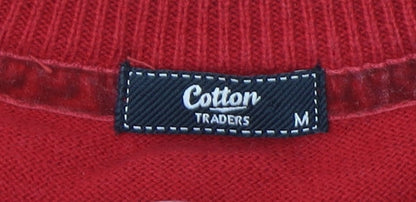 Cotton Traders Men's Red V-Neck Pullover Jumper Size M