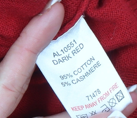 Cotton Traders Men's Red V-Neck Pullover Jumper Size M