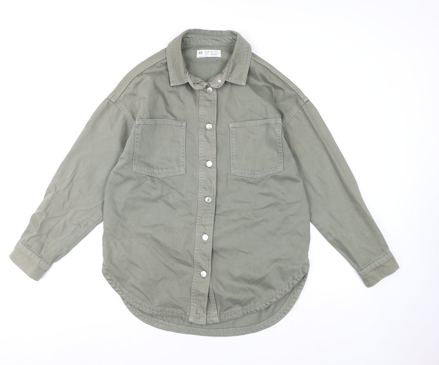 Denim Co. Women’s Green Cotton Button Jacket XS Casual Style