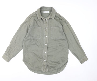 Denim Co. Women’s Green Cotton Button Jacket XS Casual Style