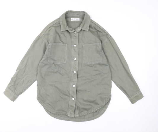 Denim Co. Women’s Green Cotton Button Jacket XS Casual Style