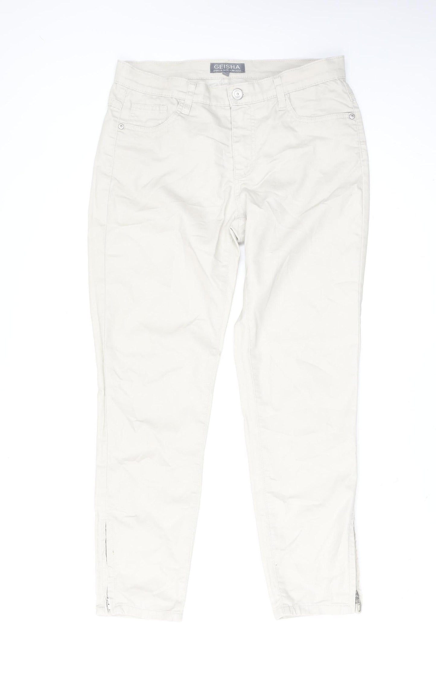 Womens UK Size M Geisha Regular Fit Straight Beige Jeans