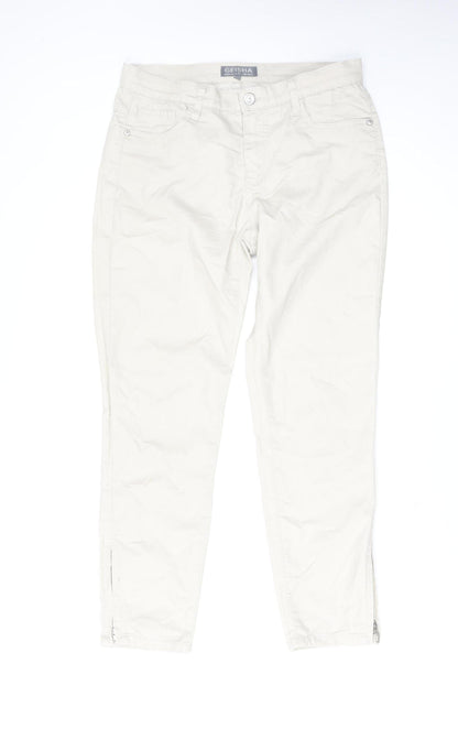 Womens UK Size M Geisha Regular Fit Straight Beige Jeans