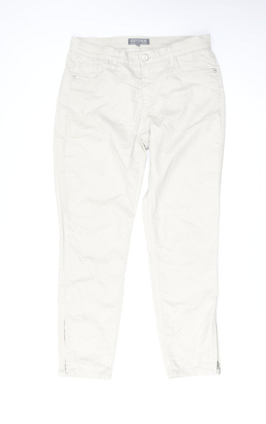 Womens UK Size M Geisha Regular Fit Straight Beige Jeans