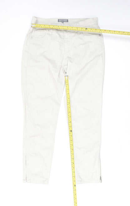 Womens UK Size M Geisha Regular Fit Straight Beige Jeans