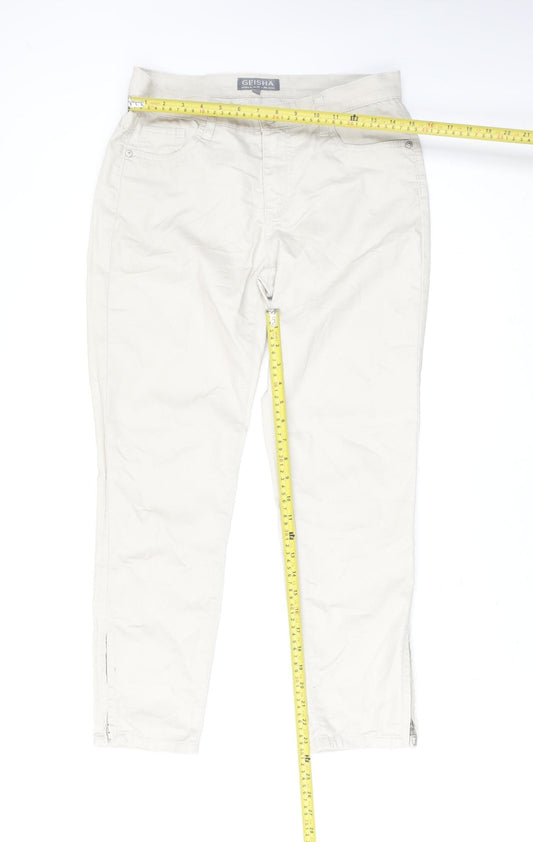Womens UK Size M Geisha Regular Fit Straight Beige Jeans
