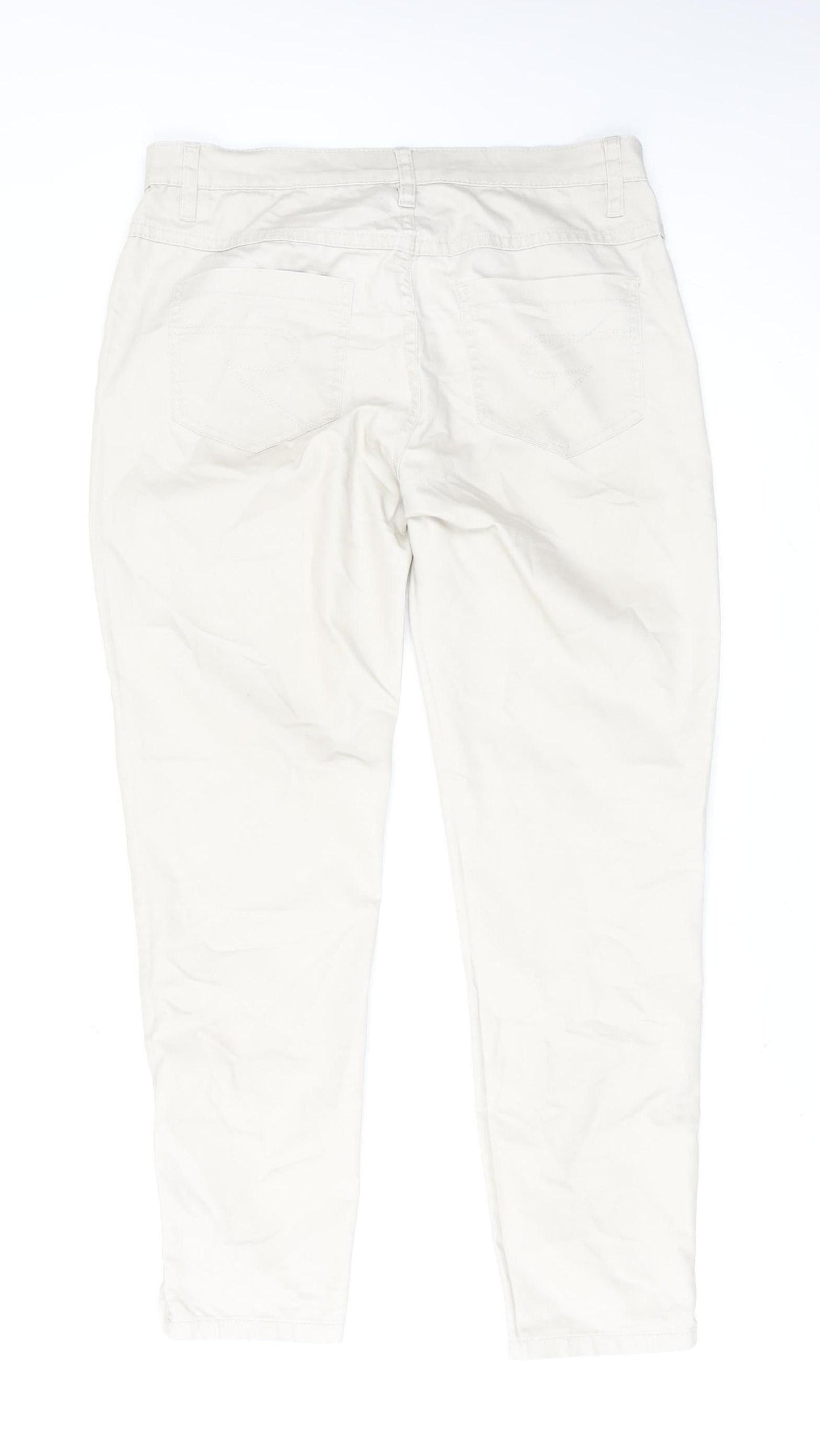 Womens UK Size M Geisha Regular Fit Straight Beige Jeans