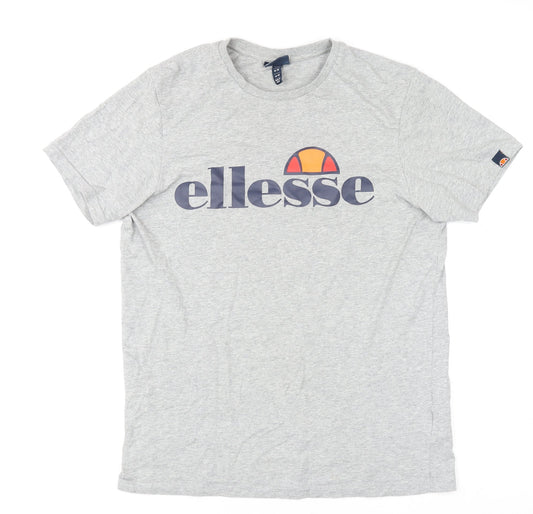 Ellesse Mens Grey Short Sleeve Cotton Logo T-Shirt Size M
