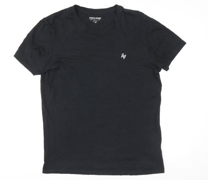 Jack & Jones Men's Black M Basic Crew Neck Cotton T-Shirt