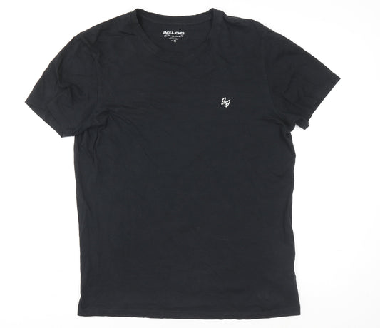 Jack & Jones Men's Black M Basic Crew Neck Cotton T-Shirt
