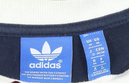 adidas Women Blue Short Sleeve Crew Neck Sports T-Shirt Size M