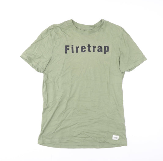 Firetrap Men's Green Basic Logo T-Shirt Size M Casual Short Sleeve