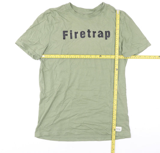 Firetrap Men's Green Basic Logo T-Shirt Size M Casual Short Sleeve